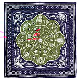 Hermès-Hermès Carre 55 Foulard Bandana Les Flacons Navy Red Silk Scarf Pristine-White,Red,Navy blue