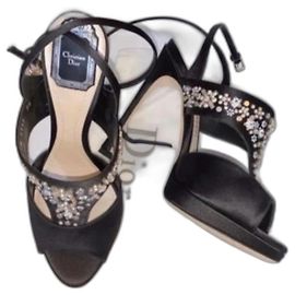 Christian Dior Black Satin Heels 12cm Black