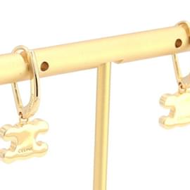 Céline-Celine Triomphe Rhinestone Hoop Earrings-Golden