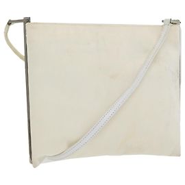 FENDI Shoulder Bag Nylon White Silver Auth ar12395 Silvery White