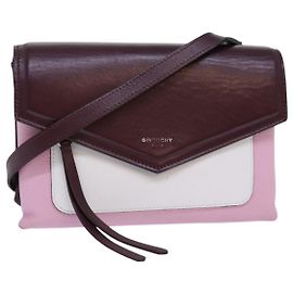 Borsa a spalla GIVENCHY in pelle rosso vino argento rosa Auth am6721 Argento Rosa Bordò