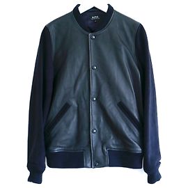 Apc A.P.C. leather and suede varsity jacket Navy blue