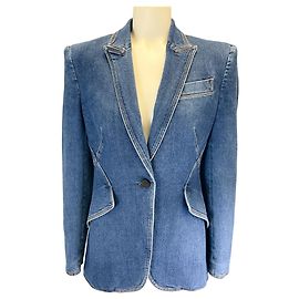Blazer in denim blu a un bottone Alexander McQueen 2021 Blu