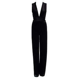 Tuta senza maniche in velluto a coste nera Balmain Nero
