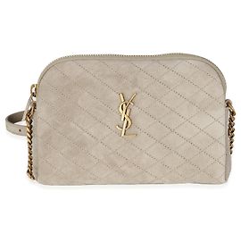 Pochette zippée Gaby en suède matelassé doré de Saint Laurent Beige