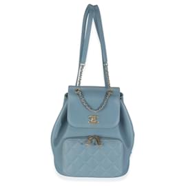 Chanel-Chanel Blue Quilted Caviar Business Affinity Backpack Handbag-Blue