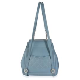 Chanel-Chanel Blue Quilted Caviar Business Affinity Backpack Handbag-Blue