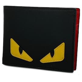 Fendi-Fendi Wallet Monster Leather Black-Black