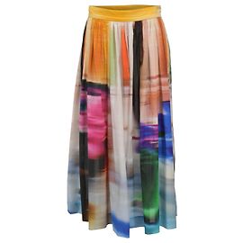 Falda midi plisada estampada Dries Van Noten en algodón multicolor Multicolor Otro