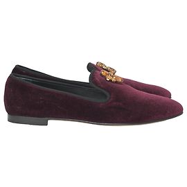 Mocassins Dalila em veludo bordô com cristais Giuseppe Zanotti Vermelho Bordeaux
