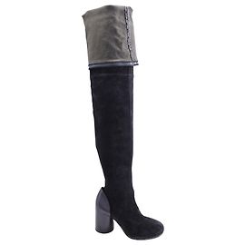Maison Martin Margiela Thigh High Boots in Black Suede Black