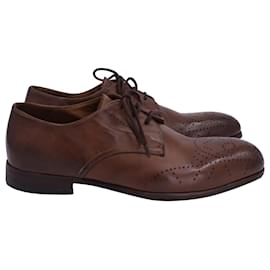 Alexander Mcqueen-Alexander Mcqueen Brown Skull Brogues Oxford in Brown Leather-Brown