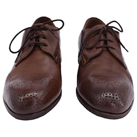 Alexander Mcqueen-Alexander Mcqueen Brown Skull Brogues Oxford in Brown Leather-Brown