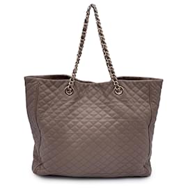 D&G-Dolce & Gabbana Taupe Quilted Leather Lily Glam Tote Bag-Brown
