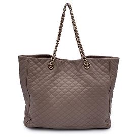 D&G Bolsa tote Glam Lily em couro acolchoado taupe da Dolce & Gabbana Marrom
