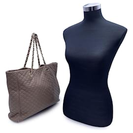 D&G-Dolce & Gabbana Taupe Quilted Leather Lily Glam Tote Bag-Brown
