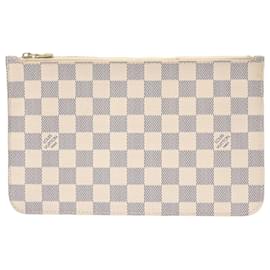 Louis Vuitton-Pochete Neverfull Damier Azur Louis Vuitton-Preto,Branco,Azul