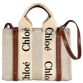 Borsa a spalla piccola Woody di Chloé Marrone Bianco