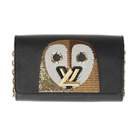 Louis Vuitton-Louis Vuitton Epi Portefeuille Twist Chain Wallet-Black