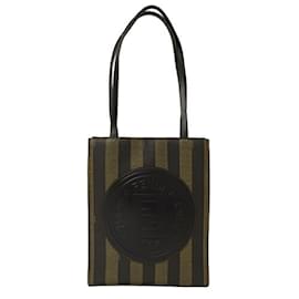 Fendi-Fendi Women's Tote Bag - Pequin Stripe Brown-Brown
