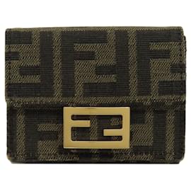 Fendi-Fendi Zucca Pattern Bi-Fold Wallet-Brown