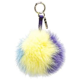 Fendi-Fendi Blue Fur Pom-Pom Key Chain-Blue