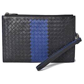 Bottega Veneta-Bottega Veneta Leather Clutch Bag Document Case with Strap-Black