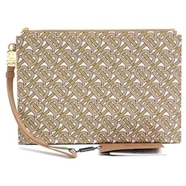 Burberry-Burberry Men's TB Monogram Clutch Bag Beige-Brown,Beige
