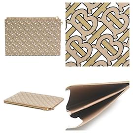 Burberry-Burberry Men's TB Monogram Clutch Bag Beige-Brown,Beige