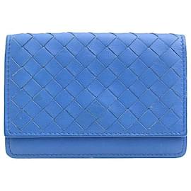 Bottega Veneta-Bottega Veneta Intrecciato Calf Card Case Blue-Blue
