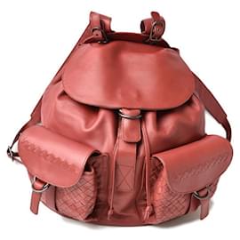 Bottega Veneta-Bottega Veneta Leather Backpack Dark Red Unisex-Red