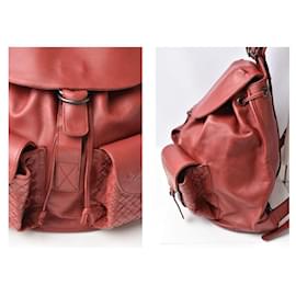 Bottega Veneta-Bottega Veneta Leather Backpack Dark Red Unisex-Red