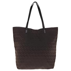 Fendi-Fendi Zucchino Canvas Tote Bag Brown-Brown