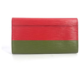 Louis Vuitton-Louis Vuitton Epi Portefeuille Sarah Flap Long Wallet-Red