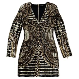 Balmain Dresses Black Golden