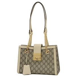 Gucci GG Supreme Padlock Chain Schultertasche Beige