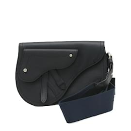 Christian Dior-Christian Dior Navy Leather Saddle Bag-Navy blue