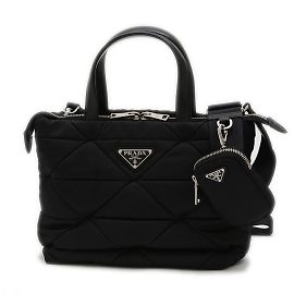 Prada gepolsterte Re-Nylon 2Way Tote Bag Schwarz