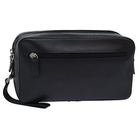Gianni Versace Clutch Bag Leather Black Auth bs16724 Black