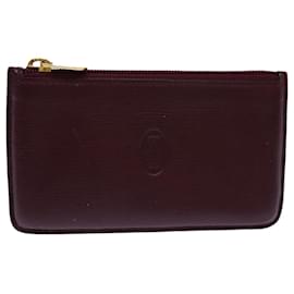 Cartier-CARTIER Coin Purse Leather Wine Red Auth yk14143-Dark red