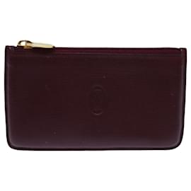 Cartier-CARTIER Coin Purse Leather Wine Red Auth yk14143-Dark red