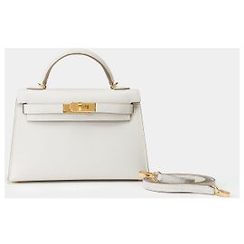Hermès HERMES Kelly Mini Tasche aus grauem Leder - 102072 Grau