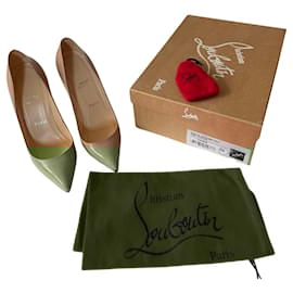 Christian Louboutin-Talons en cuir verni Pigalle 120 de Christian Louboutin-Beige