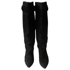 Isabel Marant Black Suede and Leather Boots Black