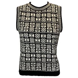 Elisabeth Nili Lotan schwarzes / elfenbeinfarbenes Strickwesten Schwarz