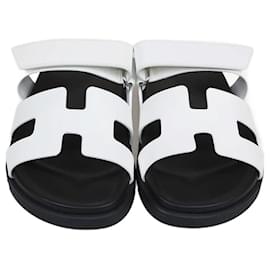 Hermès-HERMES Flats T.EU  Leather-White