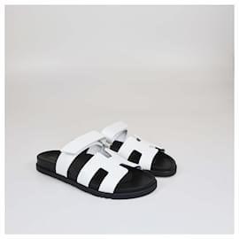 Hermès-HERMES Flats T.EU  Leather-White