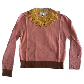 Autre Marque STELLA PARDO X ANTHROPOLOGIE Wollpullover Rosa Gelb und Mocha Braun Pink Senf