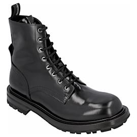 Alexander Mcqueen-Alexander McQueen Smooth leather combat boots-Black