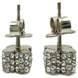 Louis Vuitton Silver Fast Flower Strass Stud Earrings Silvery